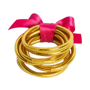 Bracelets en silicone de gelée pour enfants, bracelets à paillettes en or toutes saisons pour filles, direct d'usine, 2023