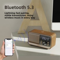 Kayu Solid Retro untuk Speaker Berkualitas Tinggi Subwoofer Rumah Jam Alarm Audio Radio Pengisian Daya Nirkabel Tahan Debu Perintah Suara