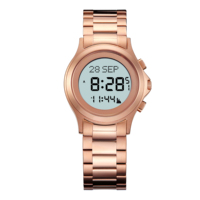 Prière musulmane arabe Qibla boussole montre en acier inoxydable Azan montre-bracelet Six fois les temps de prière du monde 100% étanche