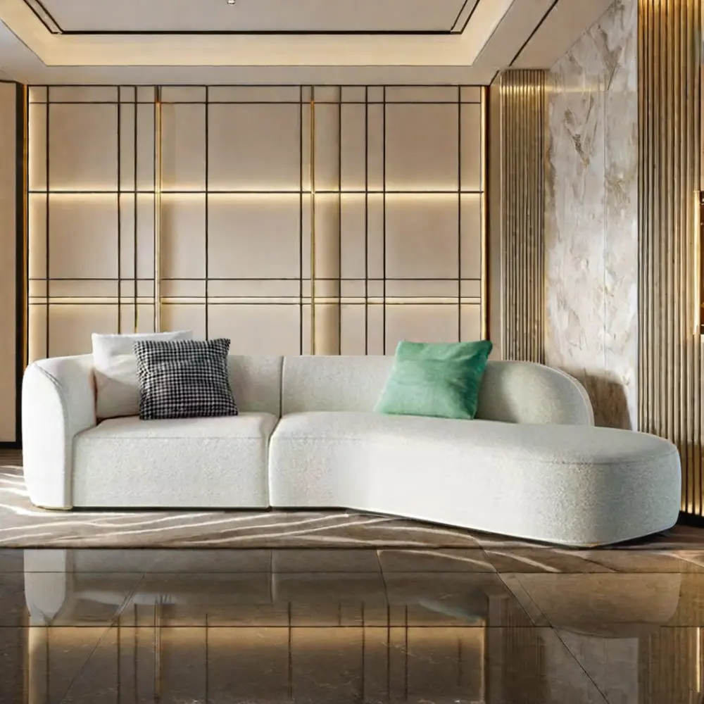 Современная мебель для гостиной, Комбинированная ткань, диван, большой L-образный диван