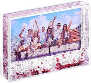 Hotsale Khung Ảnh Nhựa Acrylic Hình Quả Cầu Tuyết Nước 4*6 Quả Cầu Tuyết Hình Chữ Nhật Lấp Lánh Nổi - Product Image 1