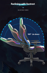 Silla de Juego Negra con Luces LED RGB, Estructura de Acero Resistente, 180 °   Silla Reclinable Ajustable - Product Image 6