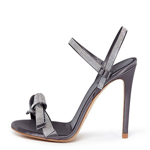 <b>Big</b> Size 46 Women <b>Bow</b> Knotted High Thin Heels Sandals Summer Bling Diamonds Dress Stiletto Ankle Buckle Shoes - Product Image 1