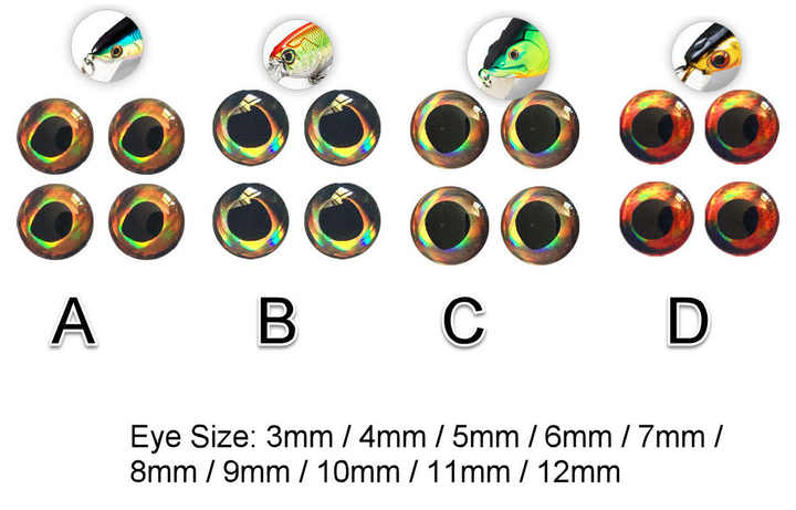 7mm fishing lure eyes 3D These 3 900pcs Assorted 3D Simulation Laser