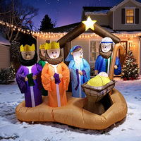 Crèche de Noël gonflable de 21 mètres avec éclairage LED, décorations de patio extérieur, en polyester