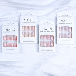 Lot <span class=keywords><strong>de</strong></span> 24 <span class=keywords><strong>Faux</strong></span> Ongles Brillants Amande à Coller, Prêts à l'Emploi en ABS, avec Boîte d'Emballage Personnalisée pour Doigts - Product Image 1