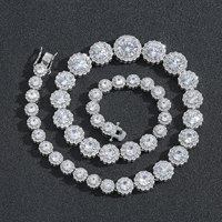 Micro Pavé Cubique Zircone 8MM Rose Tennis Chaîne Collier Hip Hop Bijoux Glacé Bling CZ Bijoux pour Femmes