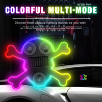 Lumière d'ambiance LED pour fenêtre de voiture OLIVER à énergie solaire, en forme de crâne, décorative, multicolore, avec détection de lumière