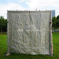 DKB Panneau Mural Floral en Soie de Haute Qualité, Mur de Fleurs Artificielles Rose 5D Sur Mesure pour Décoration de Mariage et Fond de Scène