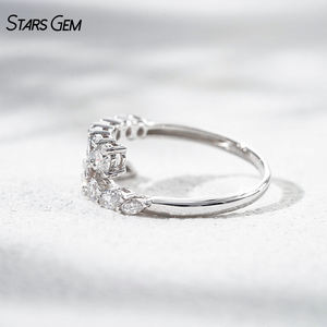 Anillo Abierto Unisex de Oro Sólido de 10K con Baño de Rodio y Diamante Cultivado en Laboratorio de 0.94CTW, Corte Marquesa Brillante, para Aniversario, de StarsGem - Product Image 4