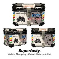 Coffre de moto en aluminium étanche personnalisé, durable, verrouillable, pour le tourisme en extérieur, 55L, anti-poussière, léger, universel