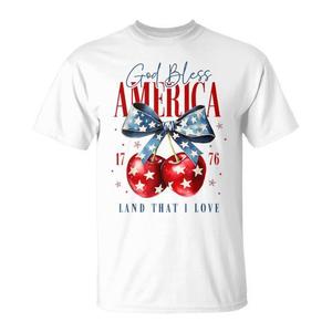 Camiseta patriótica de God Bless America Patriotic Cherries para el 4 de julio de EE. UU. - Product Image 1