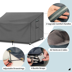 Heavy-duty 600D Oxford Fabric PVC Lining <strong>Grey</strong> Patio <strong>Sofa</strong> <strong>Cover</strong> Anti-UV 2 Seater Outdoor Bench <strong>Cover</strong> Waterproof - Product Image 3