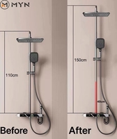 Accessoires de douche Chrome Gunmetal Ensemble de robinet de douche Tube d'extension de salle de bain 20 30 40 cm Allonger la barre d'extension du tube