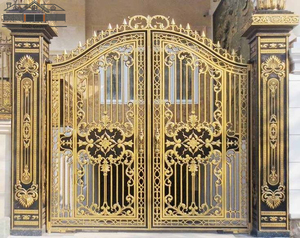 Cancello in Ferro Battuto Dorato Stile Castello Design Reale Europeo - Product Image 5