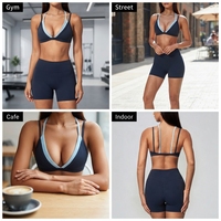 Ensemble de yoga : Soutien-gorge de sport à col en V et short cycliste taille haute – Tenue de fitness pour la gym et l'entraînement