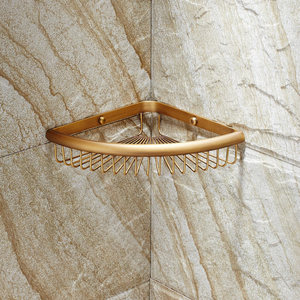 Beelee – caddie de douche d'angle de conception <span class=keywords><strong>Vintage</strong></span>, étagères d'angle de salle de bains murales en <span class=keywords><strong>laiton</strong></span>, organisateur de rangement pour les toilettes - Product Image 3