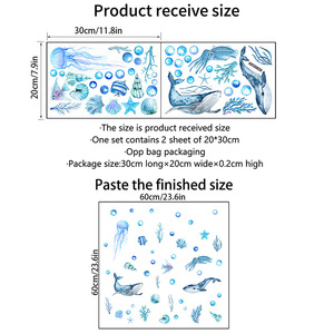 Varias pegatinas <span class=keywords><strong>de</strong></span> pared <span class=keywords><strong>de</strong></span> sirenas del mundo submarino con luz azul, pegatinas decorativas autoadhesivas que brillan en la oscuridad para sala <span class=keywords><strong>de</strong></span> estar - Product Image 4