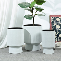 Pots de plantes B2C, couleur personnalisée, 3 tailles, pot en céramique, moderne, élégant, à rayures texturées, pour la maison, le jardin, l'intérieur et l'extérieur, jardinières pour fleurs