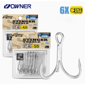 Anzuelo Triple OWNER ST-66 STINGER, Anzuelo Triple de Acero con Alto Contenido de Carbono, Aleación de Estaño Mate para Técnicas de Pesca en Mar y Hielo - Product Image 2