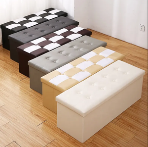 Faux Leather Folding <strong>Storage</strong> Ottoman for Bedroom Home Furniture Stool <strong>Pouff</strong> Factory Direct - Product Image 2