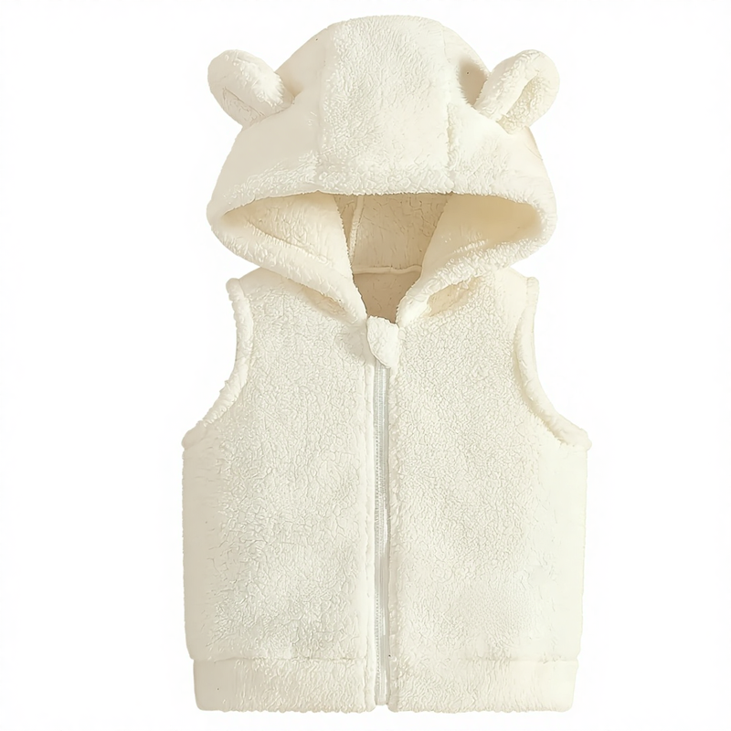 Girls Autumn Hooded Vest with Thickened