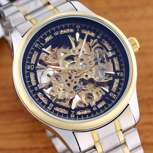Reloj mecánico esqueleto de lujo para hombre, reloj de pulsera de acero inoxidable con esfera hueca de movimiento automático - Product Image 4