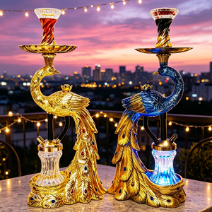 Set de Shisha de Lujo al por Mayor con Diseño de Pavo Real, 56CM, con LED, de Resina, Estilo Árabe, Tipo Pluma, En Stock - Product Image 4