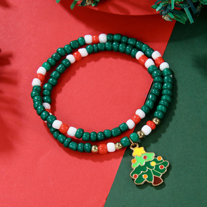 Christmas Beaded <b>Bracelets</b> Red Green <b>White</b> Cartoon Charm Party Jewelry Unisex - Product Image 4