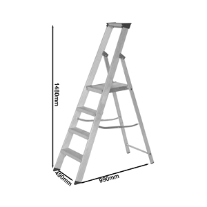 <span class=keywords><strong>Escabeau</strong></span> ménager léger à <span class=keywords><strong>4</strong></span> <span class=keywords><strong>marches</strong></span> en <span class=keywords><strong>aluminium</strong></span> certifié EN131 avec <span class=keywords><strong>larges</strong></span> <span class=keywords><strong>marches</strong></span> antidérapantes et plate-forme 150kg de charge sûre - Product Image 2