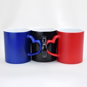<span class=keywords><strong>Tasse</strong></span> en céramique 11 oz promotionnelle avec poignée cœur magique, sublimation, changement de couleur, impression par transfert thermique, surface mate - Product Image 5