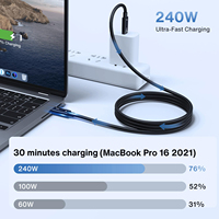 Cable TUTI de Alta Calidad y Transmisión de Alta Velocidad, USB 4.0 Thunderbolt 5 de 2m, 240w, 40Gbps, 8k60hz, Thunderbolt 4 Pro para Laptop