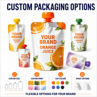 Pochettes personnalisées imprimées pour jus d'orange frais pressé à froid, riches en vitamine C, avec bec verseur, emballage souple, vente en gros