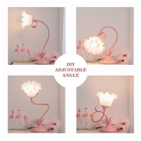 Lampe de chevet décorative réglable pour chambre à coucher romantique, motif fleurs rurales