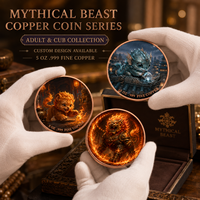 Pièce de monnaie de la série Guardian Beasts en cuivre pur 999 de 5 oz, finition couleur UV en relief 3D style graffiti pour collectionneurs