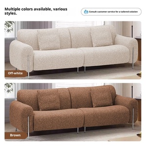 Cream Style Marshmallow Cat Scratch Fabric Puff Sofa Modern Minimalist Small Apartment Rental Fabric Sofa - Product Image 2
