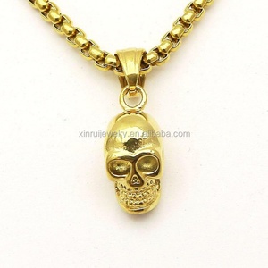 Collar Deportivo Casual con Colgante de Calavera de Acero Inoxidable Barato para Hombre, Chapado en Oro de 18K - Product Image 2