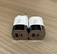 Chargeur mural de voyage à double port 20W PD QC3.0 avec coque électro-plaquée, prise US EU UK, USB Type C, charge rapide pour téléphone portable