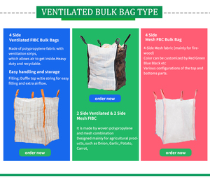 Sacs en vrac ventilés de 1 tonne, sacs tissés en PP ventilés, tissu respirant, bois de chauffage, oignon, pomme de terre, sacs jumbo ventilés - Product Image 6