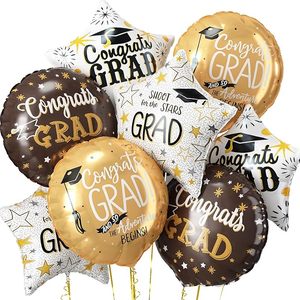 Set de Decoración con Globos de Aluminio para Graduación 2026, Globos Redondos Negros y Dorados Metálicos, Estrellas de Cinco Puntas - Artículos para Fiestas de Felicitación - Product Image 2