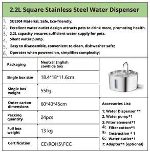 Fontaine à eau automatique pour animaux de compagnie en acier inoxydable, distributeur d'eau transparent et silencieux, solide, pour chat et chien, rechargeable, pour intérieur - Product Image 6