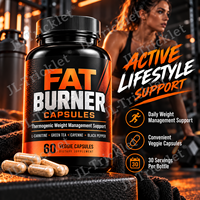 Capsules brûle-graisses avec acétyl-L-carnitine, thé vert, piment de Cayenne, 60 unités, gestion du poids, fabricant OEM, marque privée