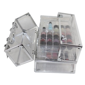 Fashion Makeup Train <strong>Case</strong> with Aluminum &amp; Acrylic Glue Tray for Eyelashes &amp; Maquiagem Stylish <strong>Make</strong> <strong>up</strong> <strong>Cases</strong> - Product Image 2