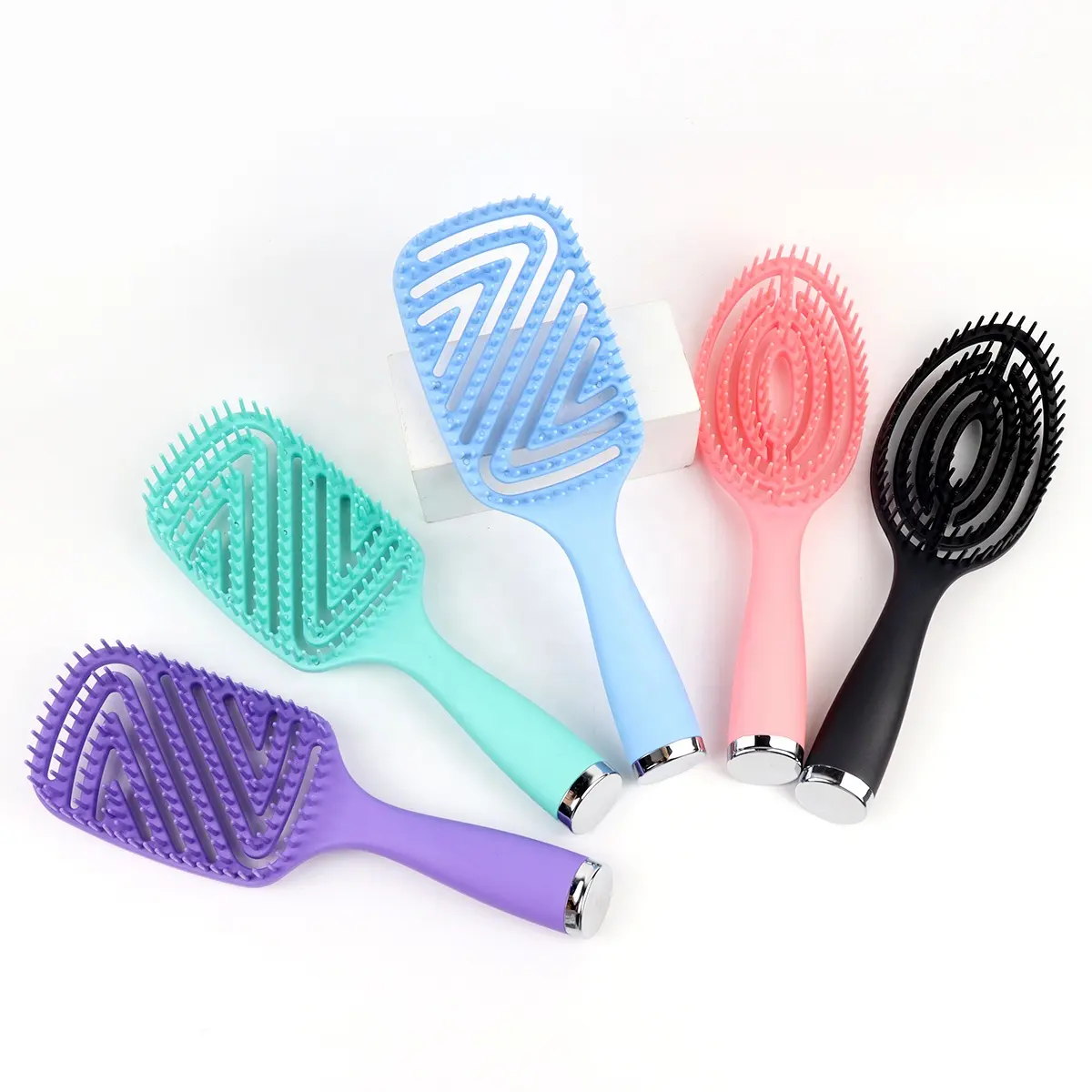 Heat Curling Paddle Matt Schwarz Entlüftet Factory Profession 3D Detang ling Extens Wave Großhandel Detangle Haar bürste