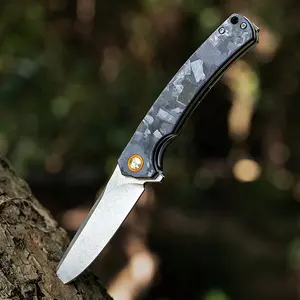 Folding Knife EDC Outdoor Knife Hunting Carbon Fiber Handle D2 Blade Hand Sharpened Edge Pocket Knife