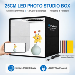 PULUZ Mini studio photo 25cmX25cmX25cm avec éclairage LED 5500-5800K, tente de prise de vue pour bijoux, cosmétiques et photographie de petits produits - Product Image 5
