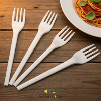 Greenday Biologisch afbreekbaar wegwerpbare bestekset op maat gemaakte kleur PLA vork voor cake & fruit voor restaurant & picknick & feesten & vliegtuig