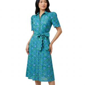 Robe d'été pour femmes de haute qualité, nouvelle arrivée, en coton, à manches courtes, à imprimé floral, respirante et ample, pour les occasions spéciales - Product Image 1