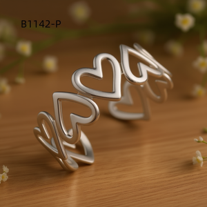 Amy Amy Heart Shape <b>Silver</b> Plated <b>Cuff</b> <b>Bracelet</b> For Women Fashion Jewelry B1142 - Product Image 2