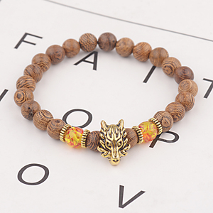 Pulsera de Piedra Volcánica Natural con Cuentas de Madera, Energía Curativa, Cabeza de Dragón - Product Image 4